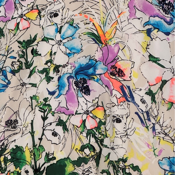 EXPRESS Womens Size 2 Watercolor Floral Fit Flare  Dress Y2K Party Going Out - Picture 3 of 15